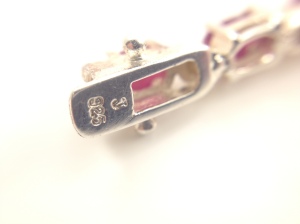 16 Carat Ruby Oval Cabochon Sterling Silver Bracelet length 6 78 in. - 12022701 IMG_3990